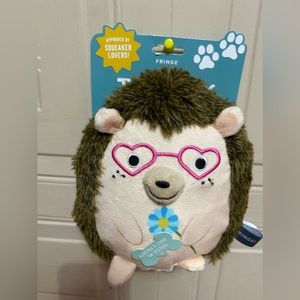 Brand New Fringe Headshot Dog Toy Clinker And Squeaker